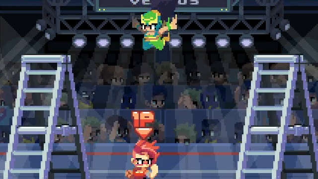 Screenshot of pixel art wrestling game, Double Turn